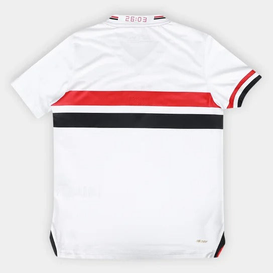 Camisa Infantil São Paulo I 25/26 Torcedor New Balance - Branco+Vermelho