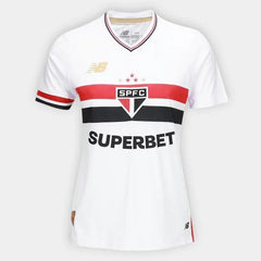 Camisa São Paulo I 25/26 Torcedor New Balance Feminina - Branco+Vermelho