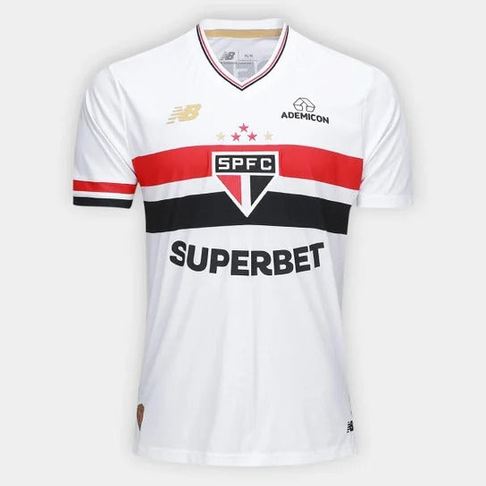 Camisa São Paulo I 25/26 Torcedor New Balance Masculina - Branco+Vermelho