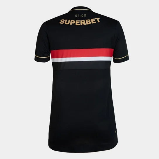 Camisa São Paulo III 25/26 s/n° Jogador Comemorativa New Balance Feminina - Preto+Vermelho