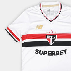 Camisa São Paulo I 25/26 Torcedor New Balance Feminina - Branco+Vermelho
