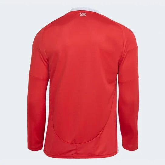 Camisa Internacional I 25/26 Manga Longa Adidas Masculina - Vermelho+Branco